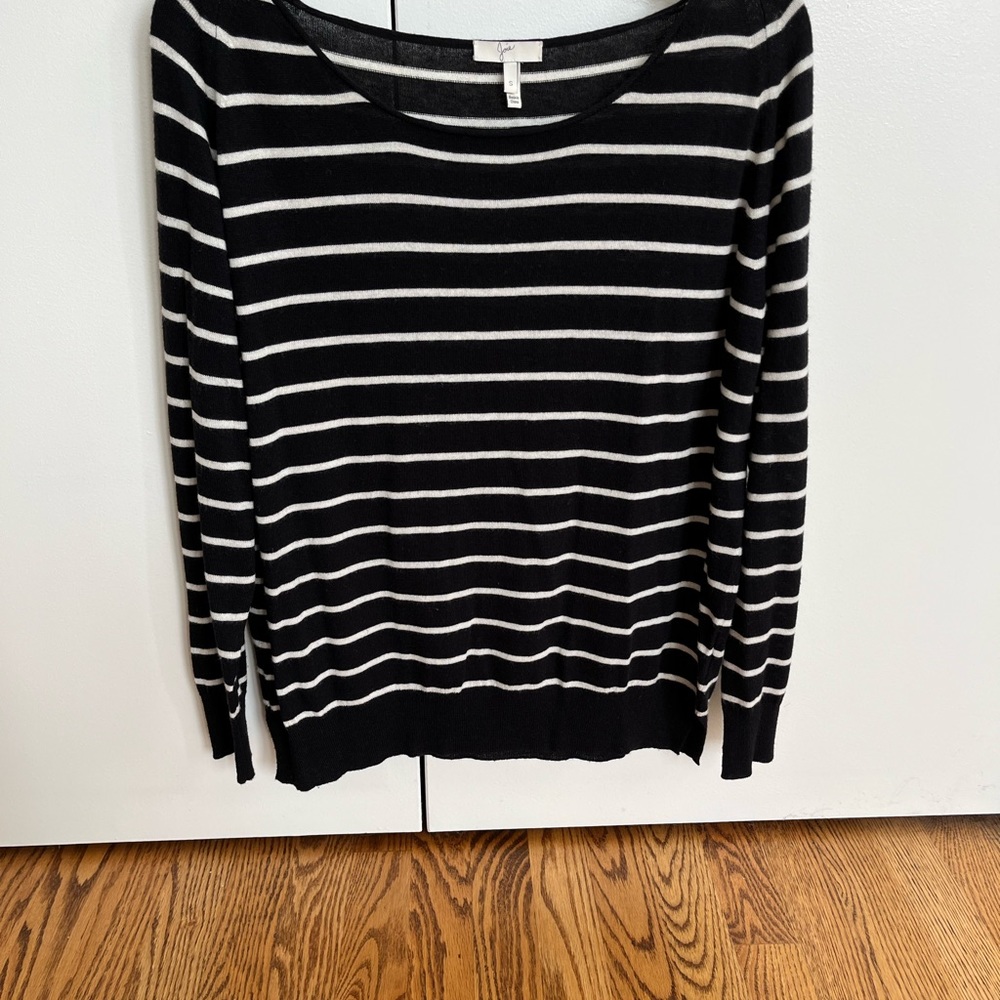Joie S Black Sweater with Off-White Striping